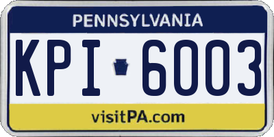 PA license plate KPI6003