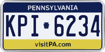 PA license plate KPI6234