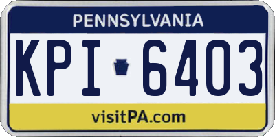 PA license plate KPI6403