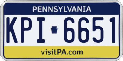 PA license plate KPI6651