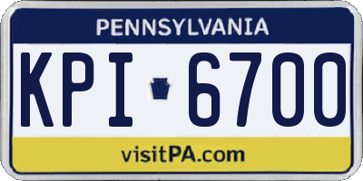 PA license plate KPI6700