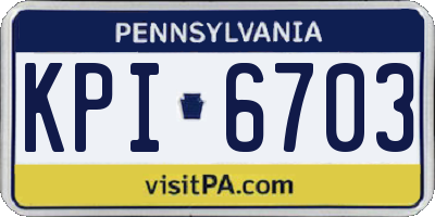 PA license plate KPI6703
