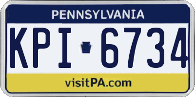 PA license plate KPI6734