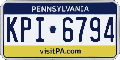 PA license plate KPI6794