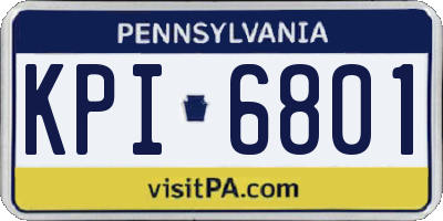 PA license plate KPI6801