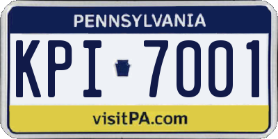 PA license plate KPI7001