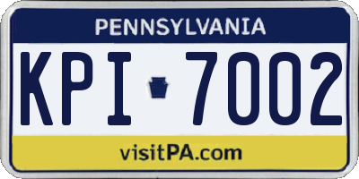 PA license plate KPI7002