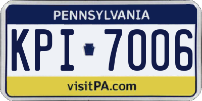 PA license plate KPI7006