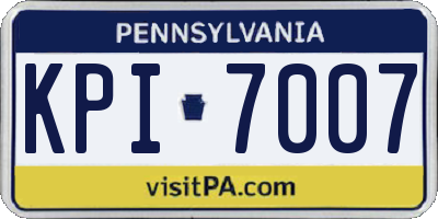 PA license plate KPI7007
