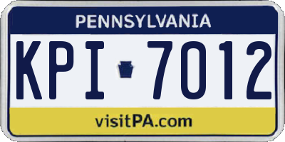 PA license plate KPI7012
