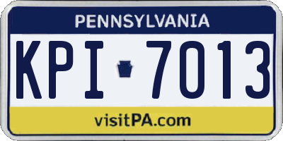 PA license plate KPI7013