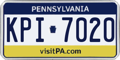 PA license plate KPI7020