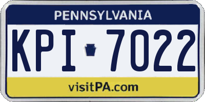 PA license plate KPI7022