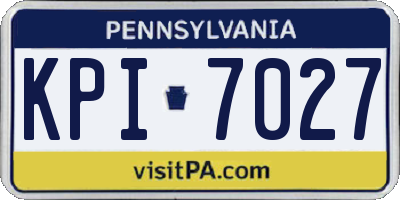 PA license plate KPI7027
