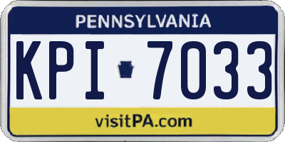 PA license plate KPI7033