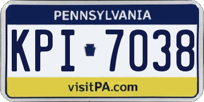 PA license plate KPI7038