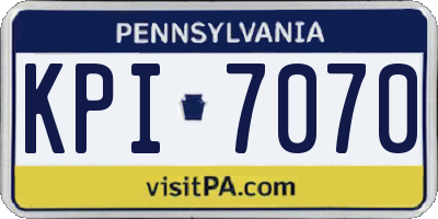PA license plate KPI7070