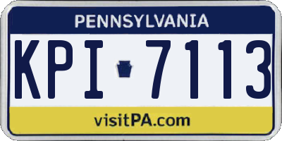 PA license plate KPI7113