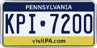 PA license plate KPI7200