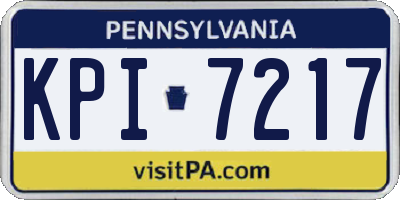 PA license plate KPI7217