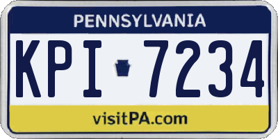 PA license plate KPI7234