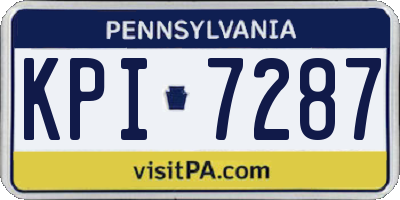 PA license plate KPI7287