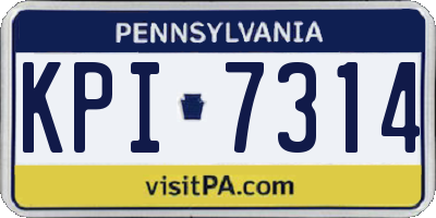 PA license plate KPI7314