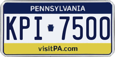 PA license plate KPI7500