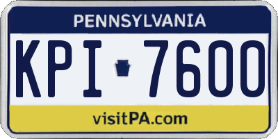 PA license plate KPI7600