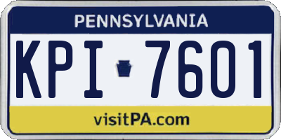 PA license plate KPI7601