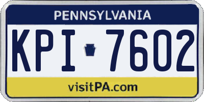 PA license plate KPI7602