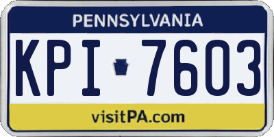 PA license plate KPI7603