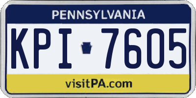 PA license plate KPI7605