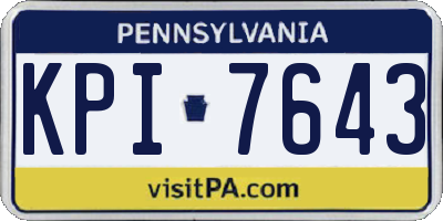 PA license plate KPI7643