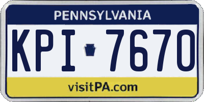 PA license plate KPI7670