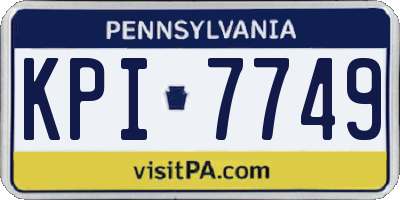 PA license plate KPI7749