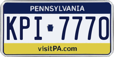 PA license plate KPI7770