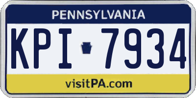 PA license plate KPI7934