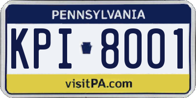PA license plate KPI8001