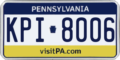 PA license plate KPI8006