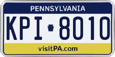 PA license plate KPI8010