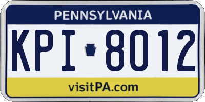 PA license plate KPI8012