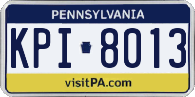 PA license plate KPI8013