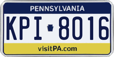 PA license plate KPI8016