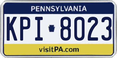 PA license plate KPI8023