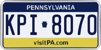 PA license plate KPI8070