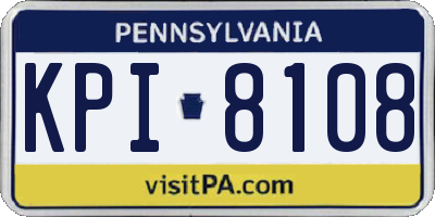 PA license plate KPI8108