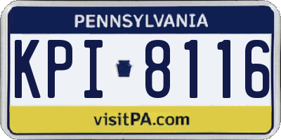 PA license plate KPI8116