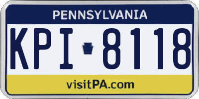 PA license plate KPI8118