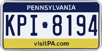 PA license plate KPI8194
